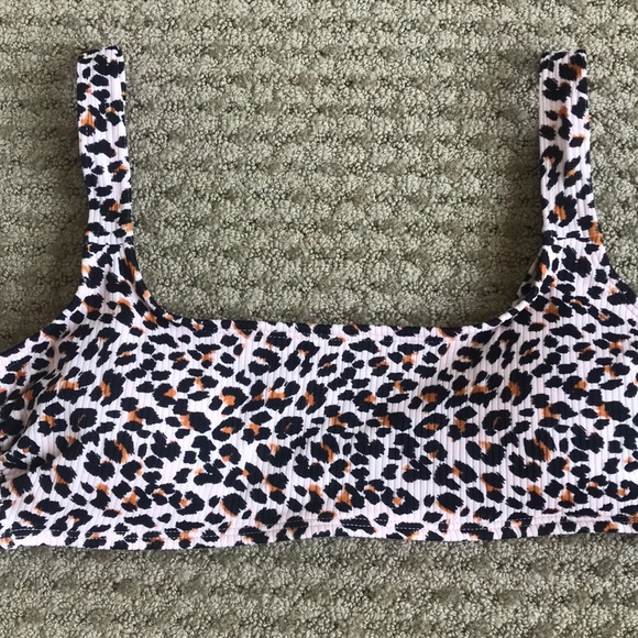 Womens Leopard Print Ribbed Bralette Bikini Top - Picture 3 of 6